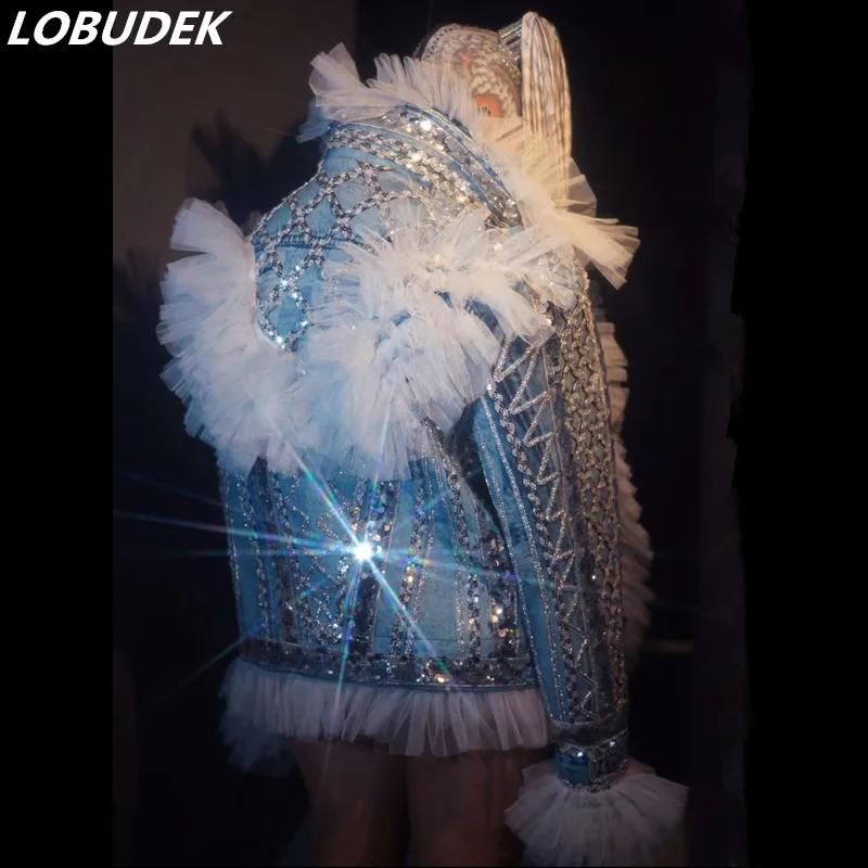 Female Sparkly Sequins Spandex Faux Denim Jacket Loose Coat Blue Cowboy Hip Hop Dancer DJ Rap Singer Nightclub Dance Costume
Female Sparkly Sequins Spandex Faux Denim Jacket Loose Coat Blue Cowboy Hip Hop Dancer DJ Rap Singer Nightclub Dance Costume