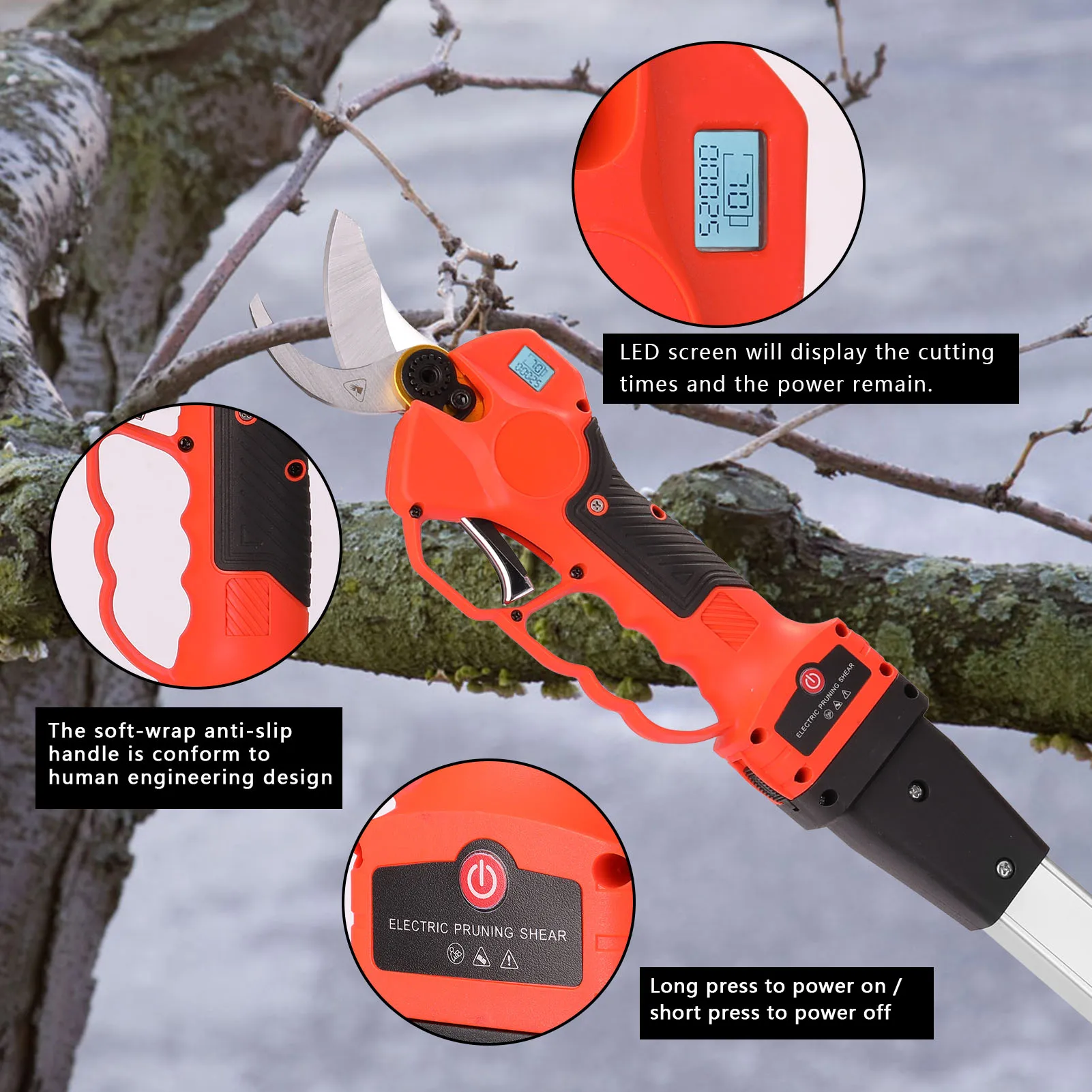 25V 600W Cordless Pruner 25-40mm Electric Pruning Shears Efficient Fruit Tree Bonsai Pruning Branches Cutter Landscaping Tool
25V 600W Cordless Pruner 25-40mm Electric Pruning Shears Efficient Fruit Tree Bonsai Pruning Branches Cutter Landscaping Tool