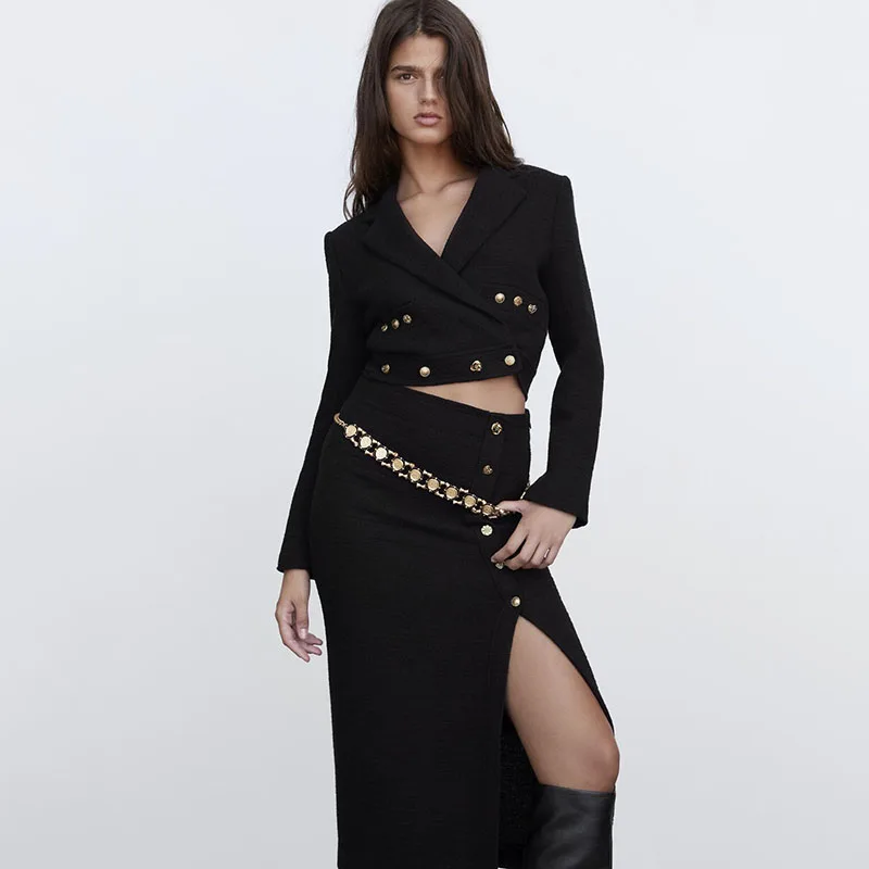 Za Two-Piece Set Women Notched Neck Long-Sleeved Pullover Casual Suit Fashion Elegant Solid Long Skirt Temperament Costume
Za Two-Piece Set Women Notched Neck Long-Sleeved Pullover Casual Suit Fashion Elegant Solid Long Skirt Temperament Costume