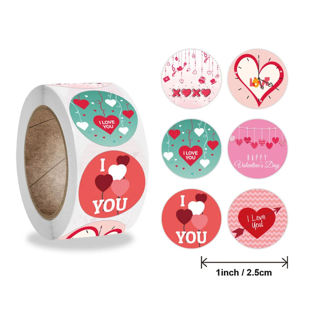 

500 шт./рулон 1 дюйм с надписью I Love You (я тебя люблю) наклейки счастливый подарок ко Дню Святого Валентина тег конверт сумка коробка шоколадных ...
