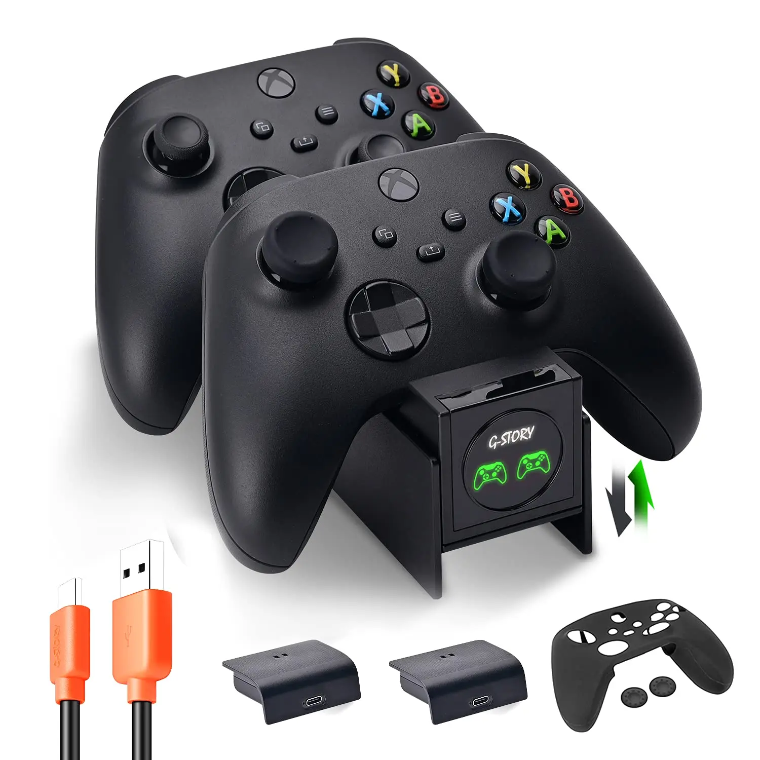 Gaming Controller USB Charger For Xbox Series Xbox X Dualshock 4 Docking Station With 2 * 1100mAh Rechargeable Battery & Skin
Gaming Controller USB Charger For Xbox Series Xbox X Dualshock 4 Docking Station With 2 * 1100mAh Rechargeable Battery & Skin