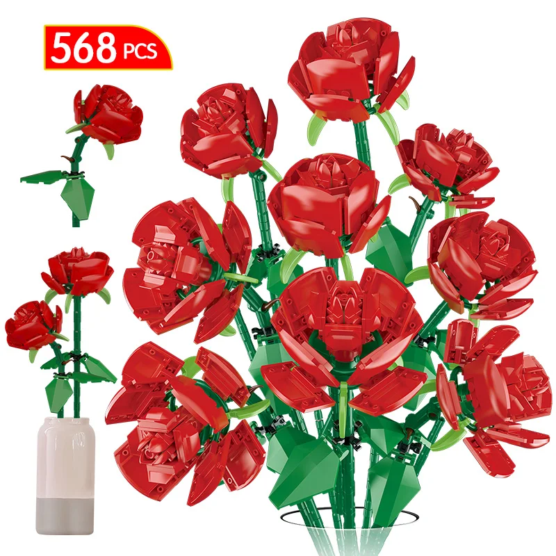 568 Pcs City Romantic Rose Bouquet Flowers Building Blocks MOC Combine Home Ornaments Bricks Toys For Girls Valentine's Day Gift
568 Pcs City Romantic Rose Bouquet Flowers Building Blocks MOC Combine Home Ornaments Bricks Toys For Girls Valentine's Day Gift