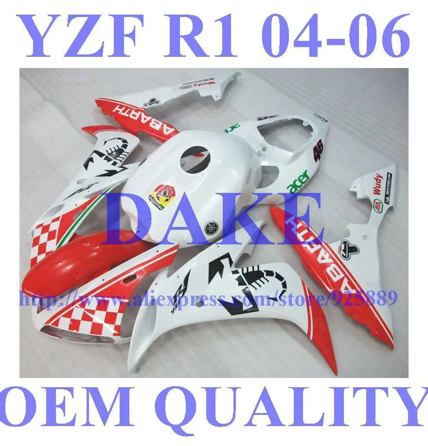 Injection 100%NEW Red White Fairing Kits For Yamaha YZF R1 04 05 06 YZF-R1 ABS YZF1000 YZF R1 2004 2005 2006 #666 ABS Fairings
Injection 100%NEW Red White Fairing Kits For Yamaha YZF R1 04 05 06 YZF-R1 ABS YZF1000 YZF R1 2004 2005 2006 #666 ABS Fairings