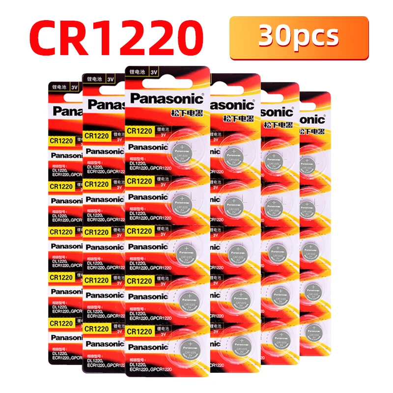 Original 30PCS Panasonic CR1220 Coin Cell Button Batteries DL1220 BR1220 ECR1220 LM1220 3V Lithium Battery For PDA MP3 player
Original 30PCS Panasonic CR1220 Coin Cell Button Batteries DL1220 BR1220 ECR1220 LM1220 3V Lithium Battery For PDA MP3 player