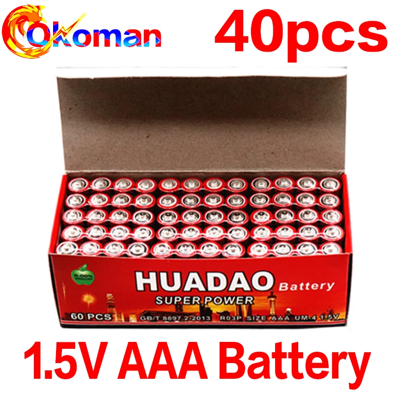 40 шт. 1 5 В AAA батарея углеродные сухие pilas aaa R03 R3C для камеры калькулятора