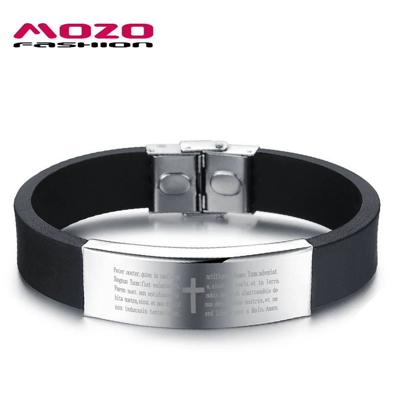 Fashion Men Bracelet Smooth / Cross Bible Stainless Steel Black Silicone Rubber Wristband Male Jewelry MPH867
Fashion Men Bracelet Smooth / Cross Bible Stainless Steel Black Silicone Rubber Wristband Male Jewelry MPH867