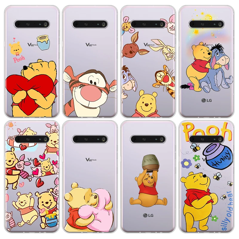 

Cute Pooh Bear Phone Case For LG Q60 V60 V50S V50 V40 V30 K92 K71 K61 K51S K41S K50S K22 G8 G8X G8S ThinQ Transparent Funda