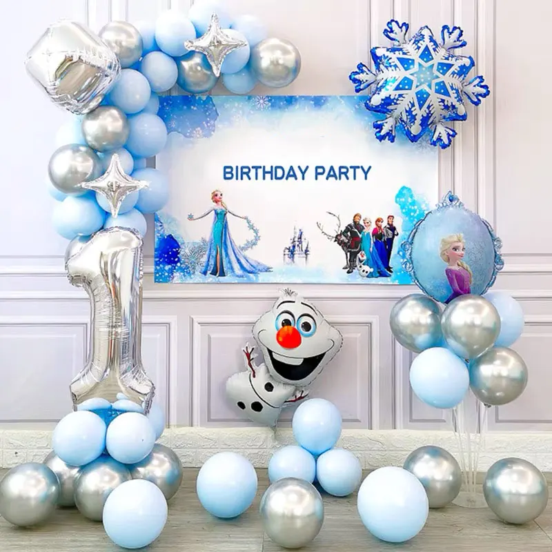 

88Pcs Disney Frozen Elsa Olaf Snowflake Party Balloon 32inch Number Balloon Arch Garland Kit DIY Baby Shower Kids Birthday Decor