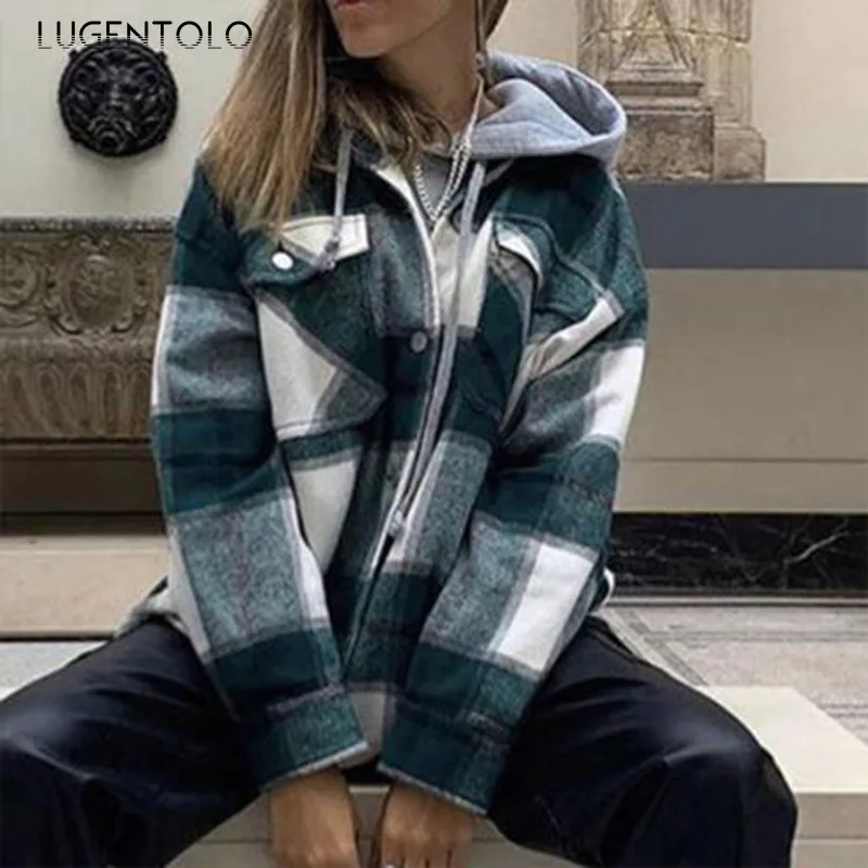 Lugentolo Women Jacket Autumn Winter Slim-Fit Casual Long Sleeve Plaid Coat Female Fashion New Single Breasted Straight Jackets
Lugentolo Women Jacket Autumn Winter Slim-Fit Casual Long Sleeve Plaid Coat Female Fashion New Single Breasted Straight Jackets