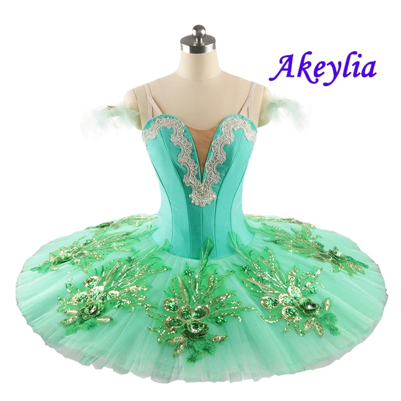 Ballet Tutu professional emerald green pancake costume for the Nutcracker Tutu platter Skirt Children Stage competition JN0231