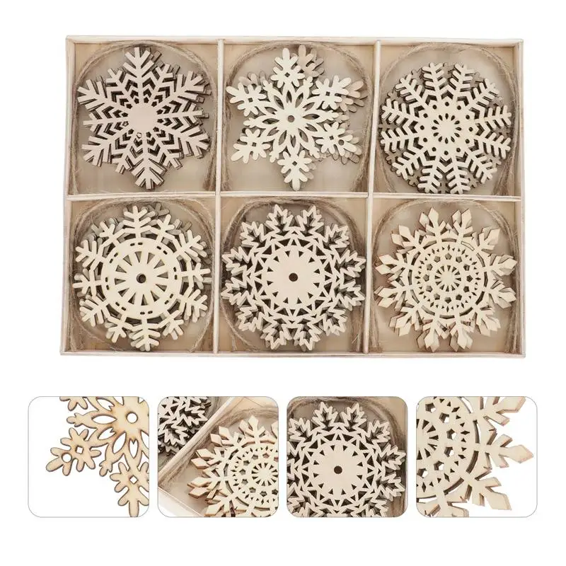 

5 коробок, подвесные украшения в виде снежинок, Рождественская елка, подвеска «сделай сам», деревянные кристаллы, рождественские украшения