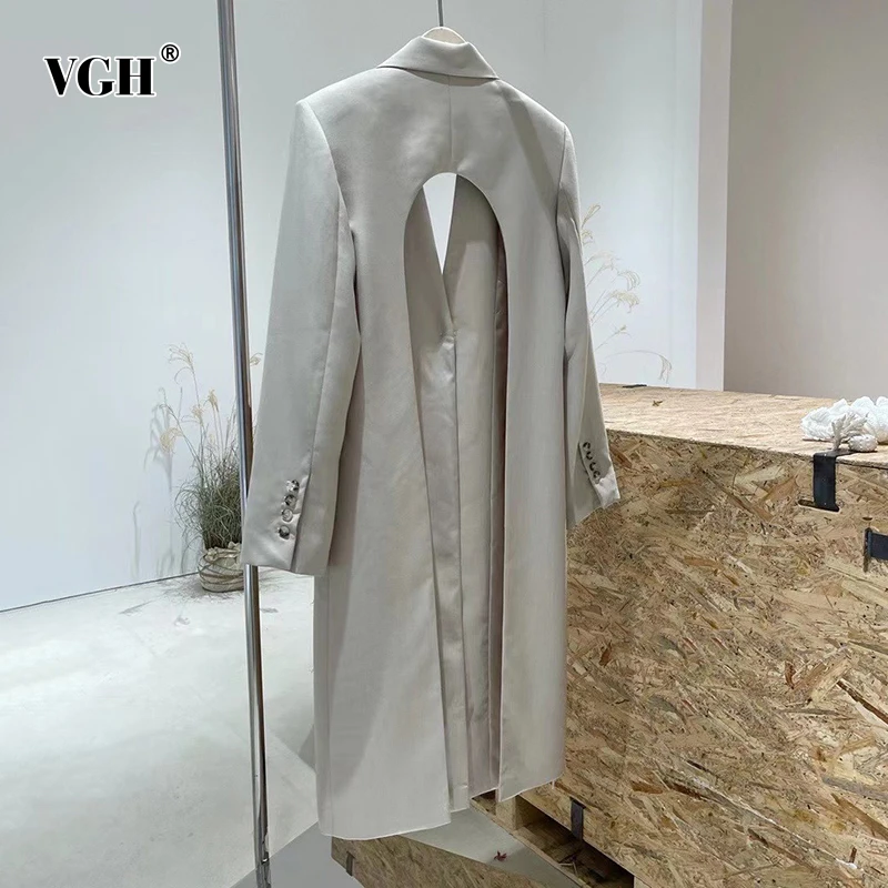 VGH Solid Elegant Blazers For Women Lapel Long Sleeve Back Hollow Out Designer Out Coats Female 2021 Spring Clothing Fashion New
VGH Solid Elegant Blazers For Women Lapel Long Sleeve Back Hollow Out Designer Out Coats Female 2021 Spring Clothing Fashion New