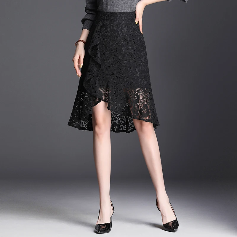 2021 Summer Women Female High Waisted Irregular Black Lace Trumpet Skirt , Korean 3xl Ruffles Mermaid Skirts for Woman
2021 Summer Women Female High Waisted Irregular Black Lace Trumpet Skirt , Korean 3xl Ruffles Mermaid Skirts for Woman