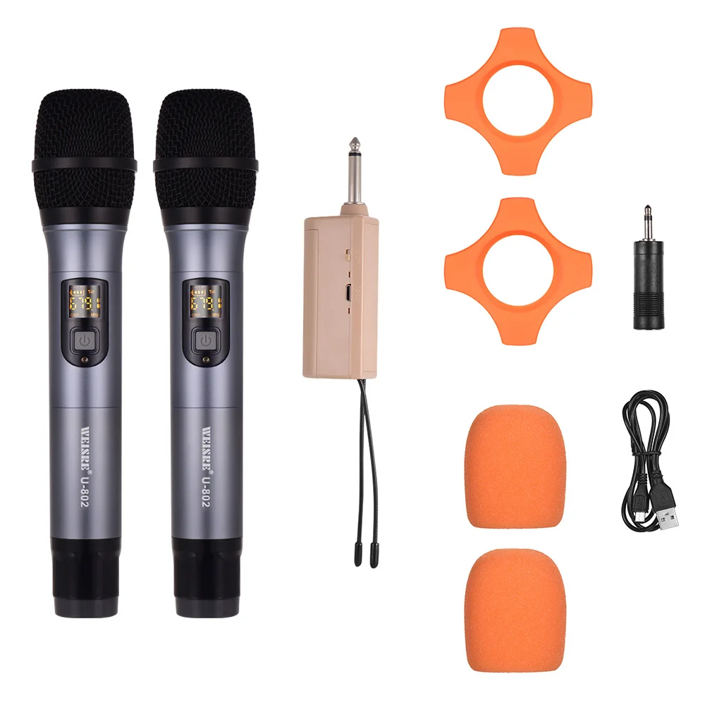 UHF Wireless Microphone System Dual Dynamic Handheld Mic + One Mini Receiver 50 Channels for Karaoke Business Entertainment
UHF Wireless Microphone System Dual Dynamic Handheld Mic + One Mini Receiver 50 Channels for Karaoke Business Entertainment