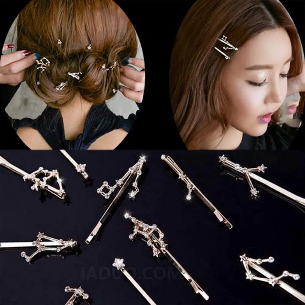 Twelve Constellation Crystal Alloy Hair Clips Women Girls Barrettes Cute Simple Hairpins Headwear Fashion Jewelry Hairpin Xmas
Twelve Constellation Crystal Alloy Hair Clips Women Girls Barrettes Cute Simple Hairpins Headwear Fashion Jewelry Hairpin Xmas