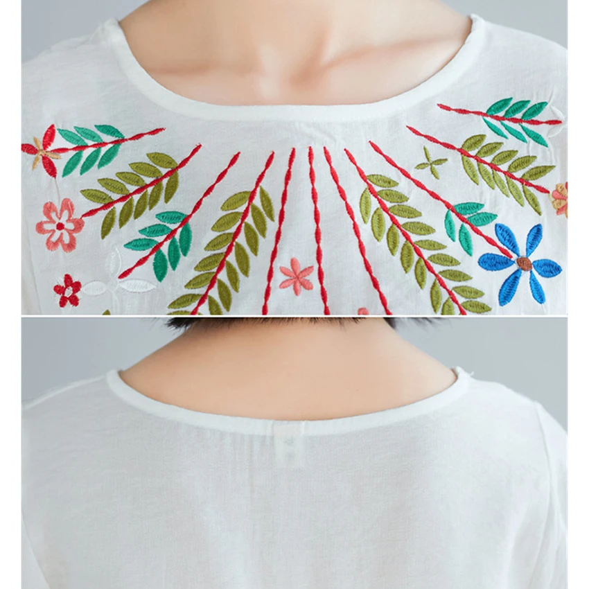 2021 New Summer Casual Shirt Women 3/4 Sleeve Soft Cotton Line Tops Shirt Bohemian Retro Pullover Embroidery Blouse High Quality
2021 New Summer Casual Shirt Women 3/4 Sleeve Soft Cotton Line Tops Shirt Bohemian Retro Pullover Embroidery Blouse High Quality