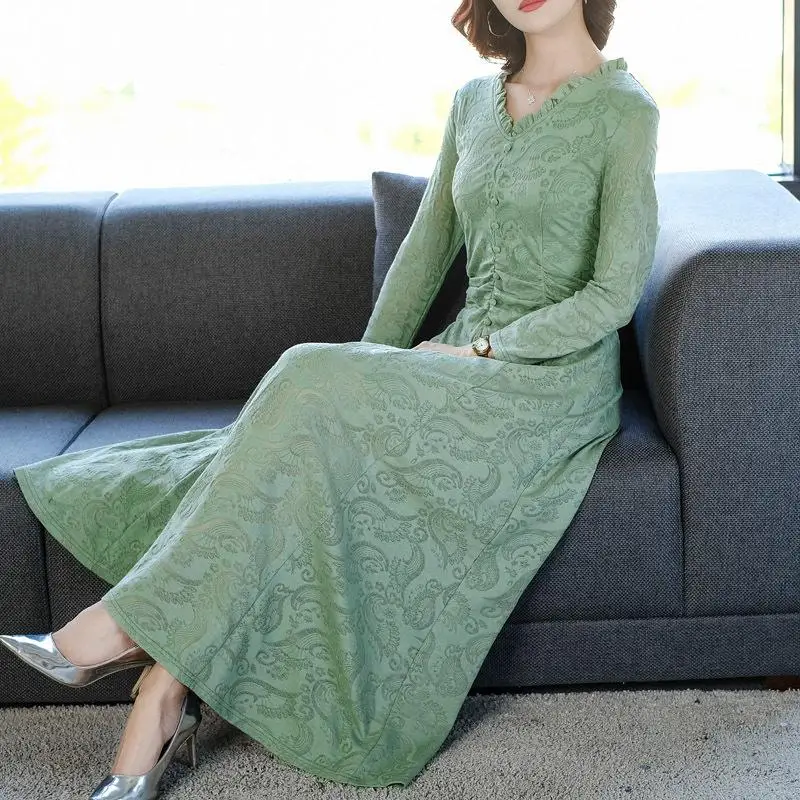 2019 Autumn Winter Vintage Large Size Long Maxi Dress Women Slim M-3XL Plus Size Dress Elegant V-neck Long Party Dress Vestidos
2019 Autumn Winter Vintage Large Size Long Maxi Dress Women Slim M-3XL Plus Size Dress Elegant V-neck Long Party Dress Vestidos