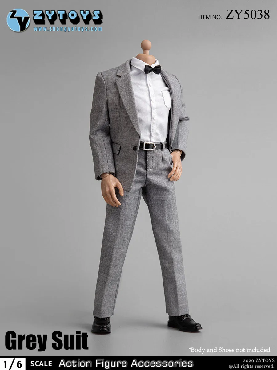 ZYTOYS ZY5038 1/6 Scale Male Grey Suit Clothes Set Fit 12" PH HT Action Figure