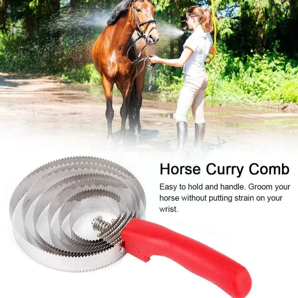 

6-rings Curry Comb Cleaning Brush Metal Horses Groomer Scraper Comfortable Grip For Cattle Horses Sheep Large Pets U2e7 H3x3