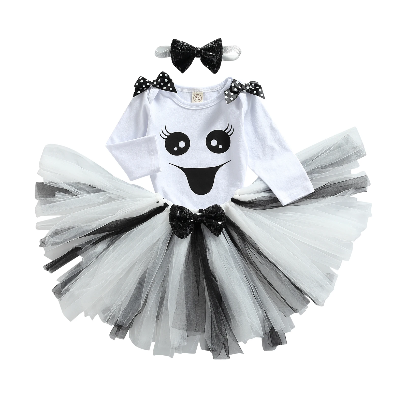 3Pcs Baby Girls Clothes Casual Outfits Cartoon Long Sleeve Round Neck Romper with Bowknot + Tulle Skirt + Headband Baby Set
3Pcs Baby Girls Clothes Casual Outfits Cartoon Long Sleeve Round Neck Romper with Bowknot + Tulle Skirt + Headband Baby Set