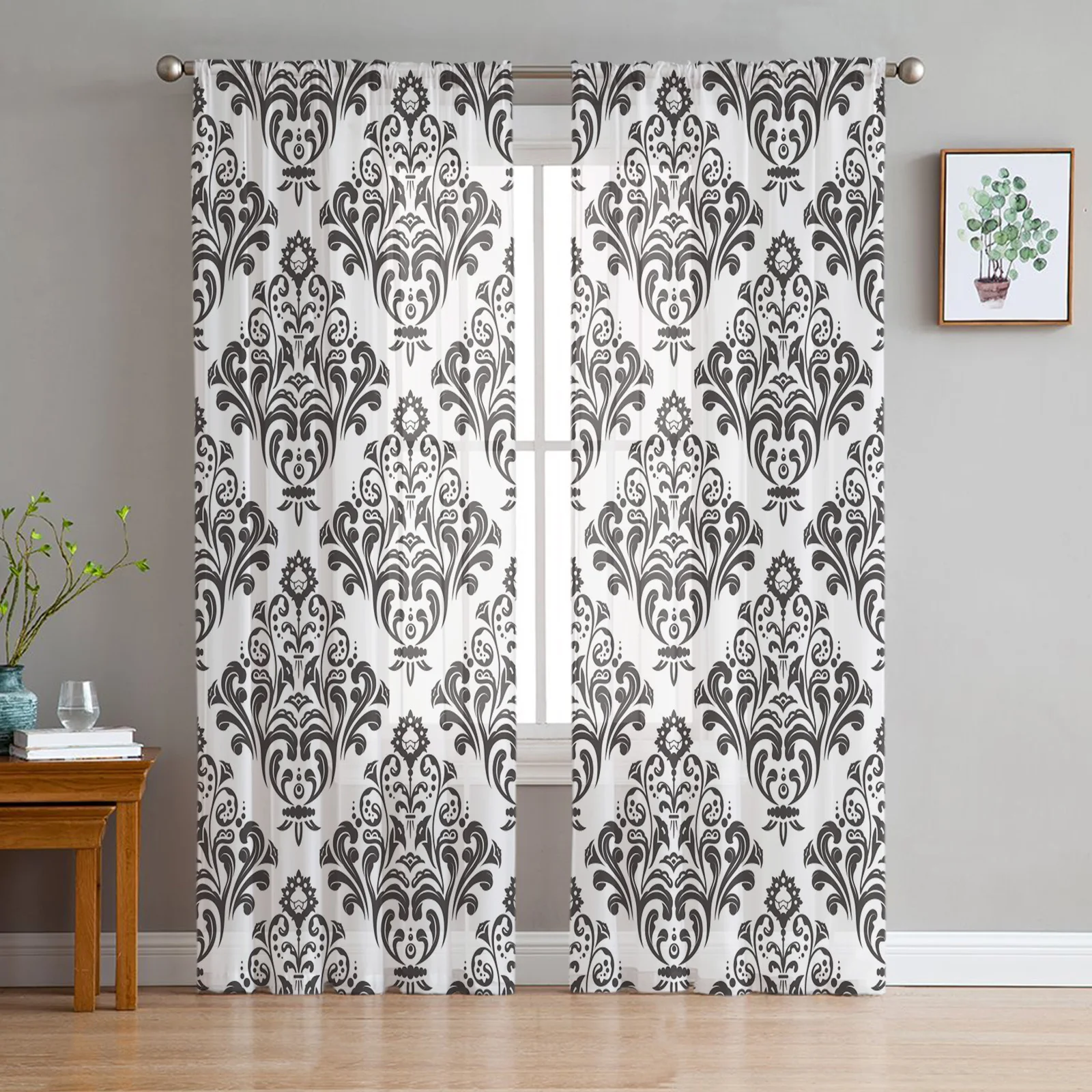 Black And White Baroque Pattern Flower Vine Abstract Tulle Curtains for Living Room Modern Chiffon Sheer Voile Kitchen Curtain
Black And White Baroque Pattern Flower Vine Abstract Tulle Curtains for Living Room Modern Chiffon Sheer Voile Kitchen Curtain