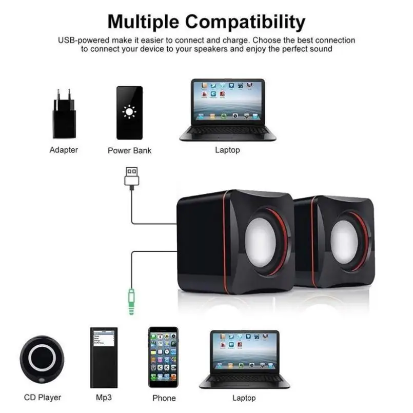 6W USB 2.0 Mini Portable Speakers Computer Soundbox with 3.5mm Stereo Jack and USB Powered for PC Laptop Smartphone
6W USB 2.0 Mini Portable Speakers Computer Soundbox with 3.5mm Stereo Jack and USB Powered for PC Laptop Smartphone