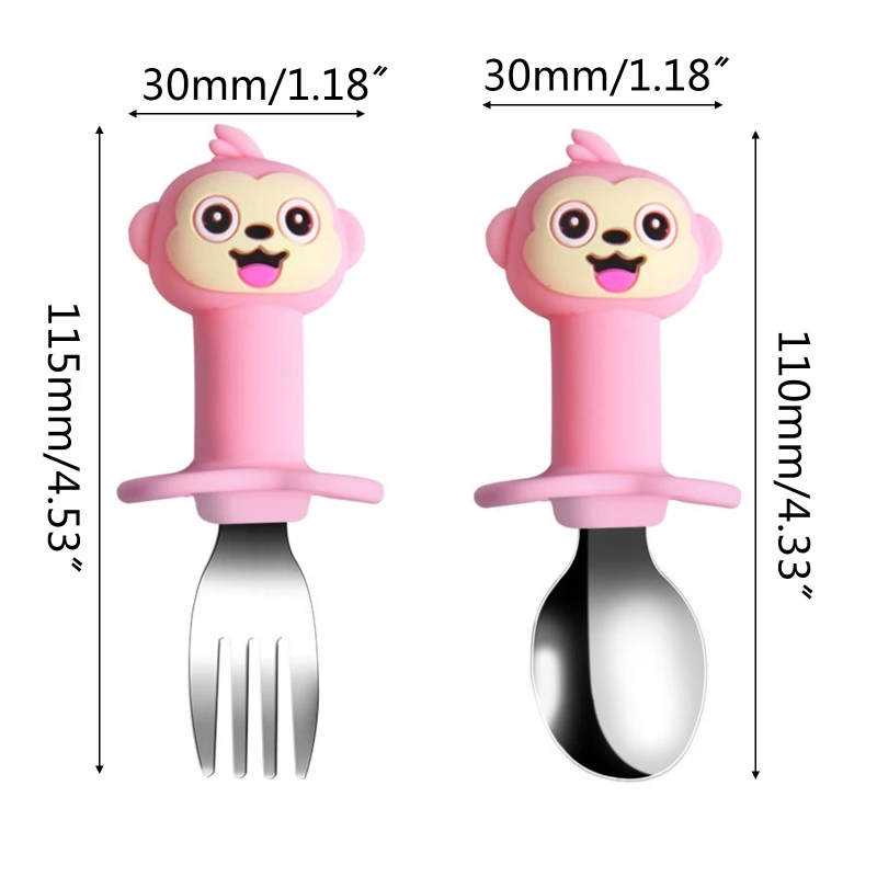 2Pcs/Set Detachable Baby Stainless Steel Spoon Fork Set Cartoon Silicone Teether Toys Anti-slip Learning Training Feeding Utensi
2Pcs/Set Detachable Baby Stainless Steel Spoon Fork Set Cartoon Silicone Teether Toys Anti-slip Learning Training Feeding Utensi
