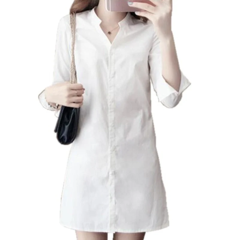 Summer White Short A Line Dress Women New Office Lady Dresses Solid Tunic Shirt Dress Female Pocket Cotton Autumn Green Vestido
Summer White Short A Line Dress Women New Office Lady Dresses Solid Tunic Shirt Dress Female Pocket Cotton Autumn Green Vestido