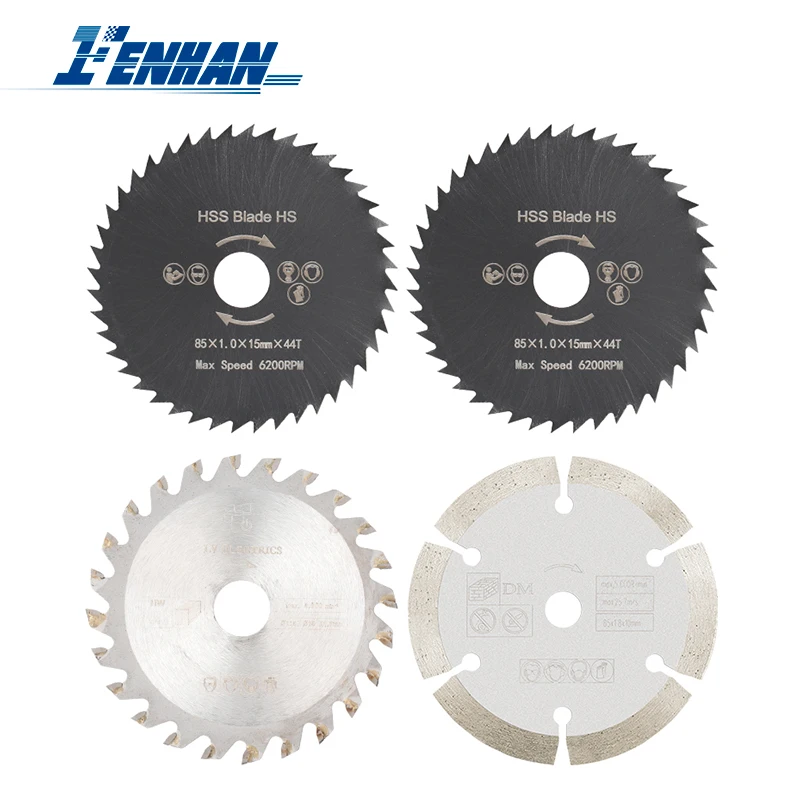 Mini Circular Saw Blade Set 4pcs 85mm Diamond Saw Blade For Dremel Cutter Metal Aluminum Cutting HSS/TCT Cutting Tool
Mini Circular Saw Blade Set 4pcs 85mm Diamond Saw Blade For Dremel Cutter Metal Aluminum Cutting HSS/TCT Cutting Tool