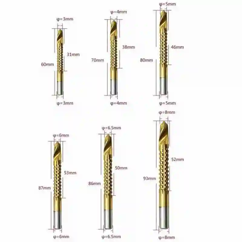 6pcs/set Woodwork Drill Set Multifunctional Wood Twist Drill Woodworking Steel Speed Bit High Drill J4E3
6pcs/set Woodwork Drill Set Multifunctional Wood Twist Drill Woodworking Steel Speed Bit High Drill J4E3