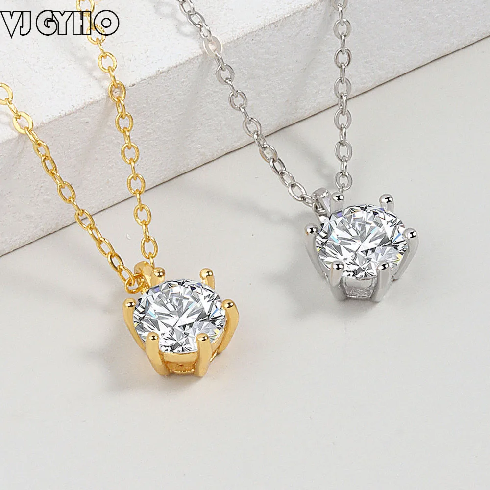 VJGYHO 925 Sterling Silver Shiny AAA Cubic Zirconia Pendant Necklace For Women Simplicity Fashion Choker Collares Para Mujer
VJGYHO 925 Sterling Silver Shiny AAA Cubic Zirconia Pendant Necklace For Women Simplicity Fashion Choker Collares Para Mujer