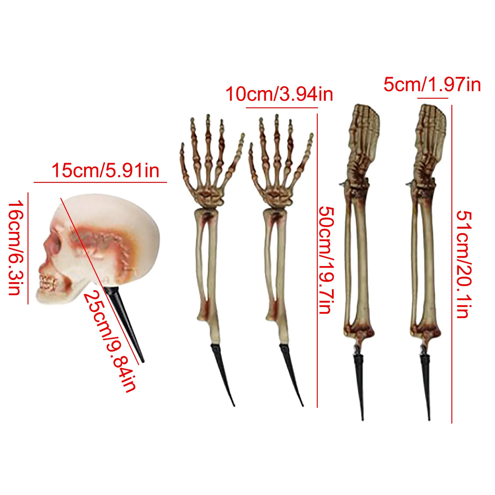 Halloween Realistic Looking Skull And Skeleton Arms Ground Breaker Skeleton Stakes for Outdoor Halloween Home Yard Decoration 
Halloween Realistic Looking Skull And Skeleton Arms Ground Breaker Skeleton Stakes for Outdoor Halloween Home Yard Decoration