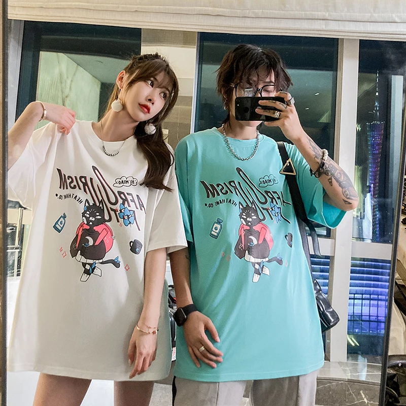Cute Cartoon Kitten T Shirts Male Short Sleeve Korean T Shirt Loose Street Harajuku T Shirt Pure Cotton Summer O Neck Streetwear
Cute Cartoon Kitten T Shirts Male Short Sleeve Korean T Shirt Loose Street Harajuku T Shirt Pure Cotton Summer O Neck Streetwear