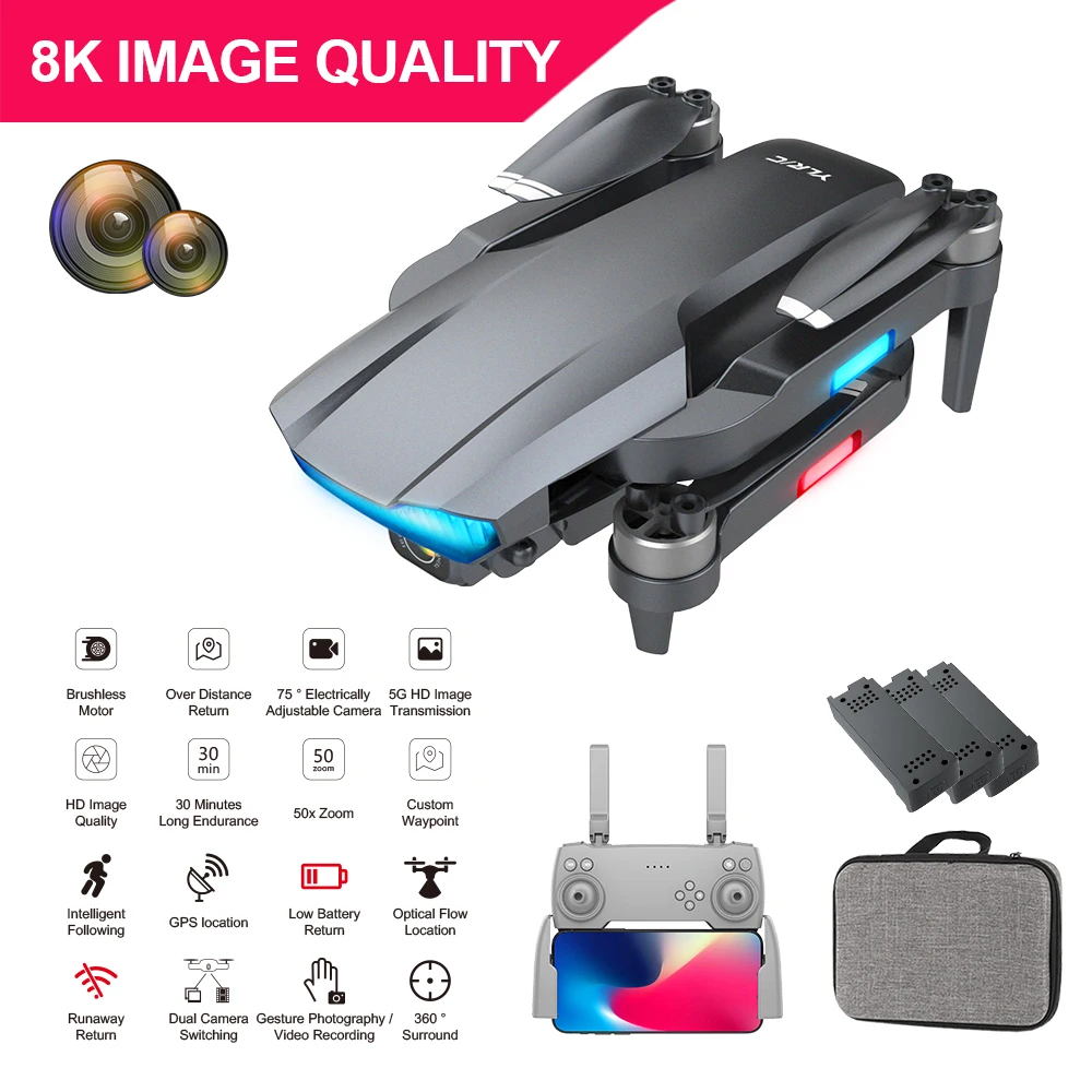 Professional GPS Drone 8K Dual HD Camera Optical Flow Localization Anti-Shake Aerial Photography Brushless Foldable Quadcopter
Professional GPS Drone 8K Dual HD Camera Optical Flow Localization Anti-Shake Aerial Photography Brushless Foldable Quadcopter