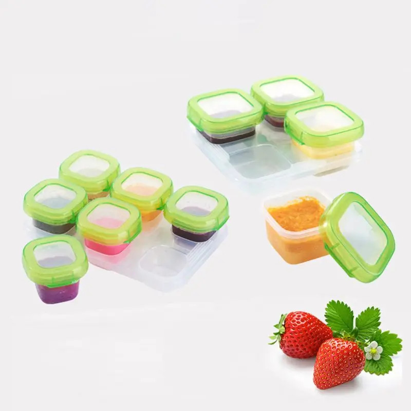 6 Pcs Baby Plastic Food Containers Mini Weaning Freezing Pots Boxes Freezer Storage Box