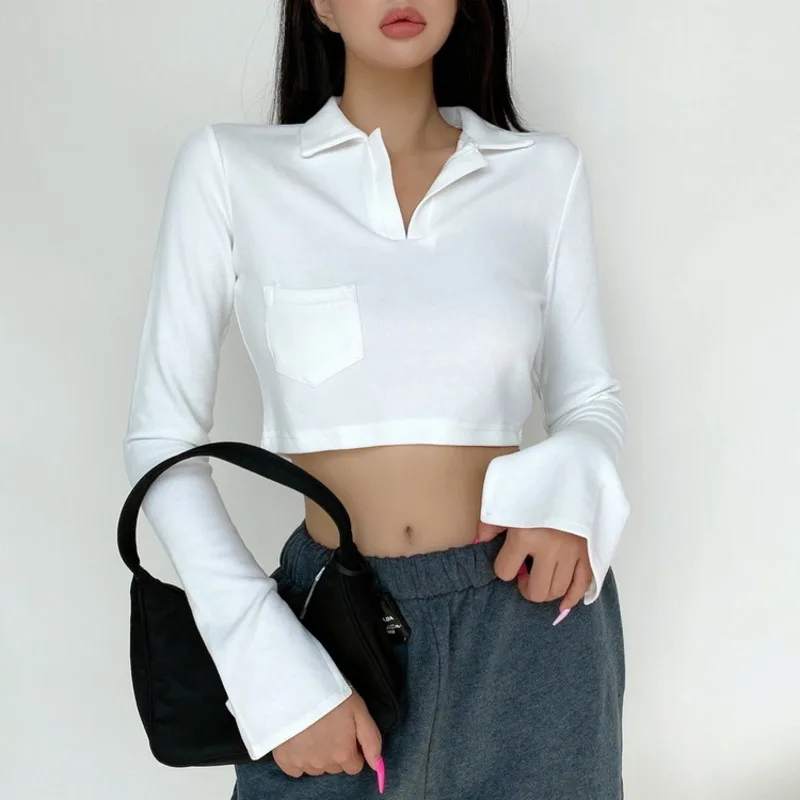 WOMENGAGA Polo Neck Long Sleeve White Shirt Female Slim Skinny Short Top Hot Sexy Korean Women Tops Sweet Asian Girl HT1Z
WOMENGAGA Polo Neck Long Sleeve White Shirt Female Slim Skinny Short Top Hot Sexy Korean Women Tops Sweet Asian Girl HT1Z