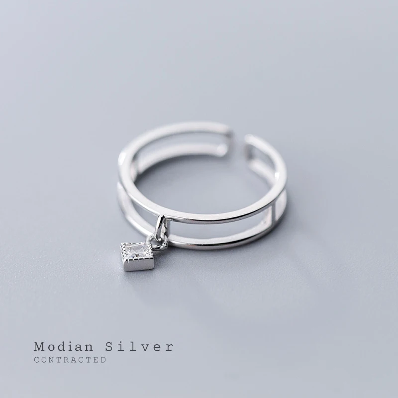 Modian New Dazzling Square Zircon Double Circle Open Adjustable 925 Sterling Silver Ring for Women Wedding Gift Fine Jewelry
Modian New Dazzling Square Zircon Double Circle Open Adjustable 925 Sterling Silver Ring for Women Wedding Gift Fine Jewelry