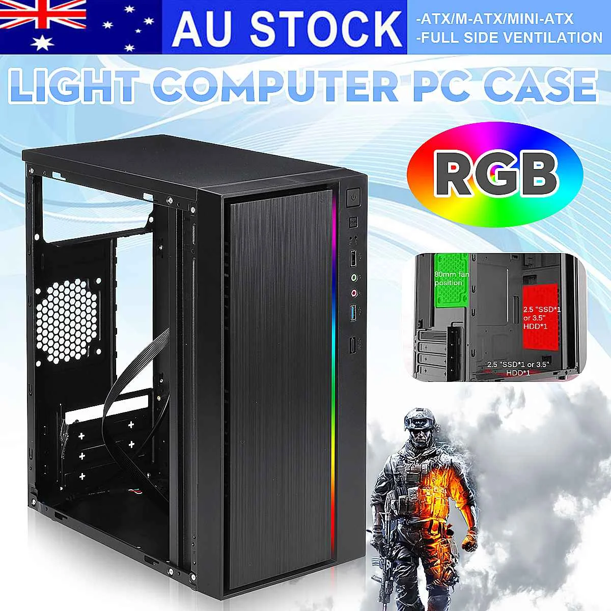 NEW Full Side Ventilation Cooling Computer Case USB3.0 Mini Case with Light Bar 1 Fan Position Side Through Panel PC Case
NEW Full Side Ventilation Cooling Computer Case USB3.0 Mini Case with Light Bar 1 Fan Position Side Through Panel PC Case