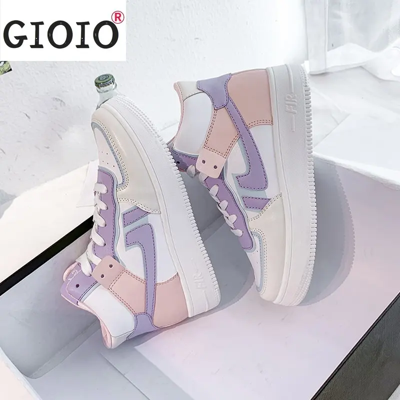 Platform Sneakers Women Casual Vulcanized Shoes Fashion PU Leather Trainers High-top Chunky Sneakers White Tenis Female Lace-Up 
Platform Sneakers Women Casual Vulcanized Shoes Fashion PU Leather Trainers High-top Chunky Sneakers White Tenis Female Lace-Up