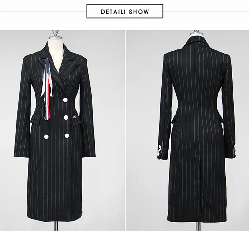 2020 Autumn New Fashion Women Striped Blazer Dress Office Lady Long Sleeve Double Breasted Business Dress Female Vestidos
2020 Autumn New Fashion Women Striped Blazer Dress Office Lady Long Sleeve Double Breasted Business Dress Female Vestidos