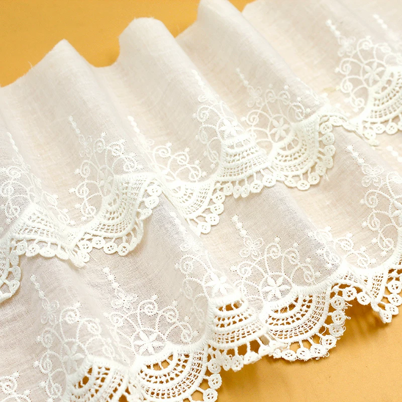 2Yards/lot Width 13cm 26cm Off White100% Cotton Embroidered Lace Fabrics, Women's Clothing Diy Lace Trim 2 Layers
2Yards/lot Width 13cm 26cm Off White100% Cotton Embroidered Lace Fabrics, Women's Clothing Diy Lace Trim 2 Layers