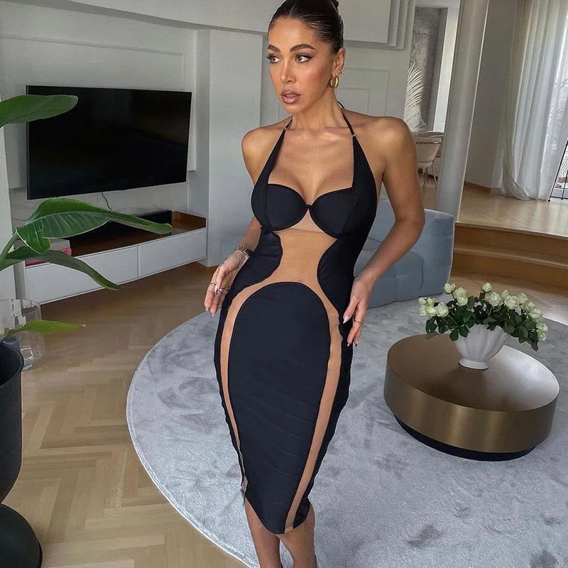 Winter Sexy Dress Women Streetwear Outfits Lace Patchwork Casual Slim Backless Halter Lace Up Dresses Women Female Vestidos Robe
Winter Sexy Dress Women Streetwear Outfits Lace Patchwork Casual Slim Backless Halter Lace Up Dresses Women Female Vestidos Robe