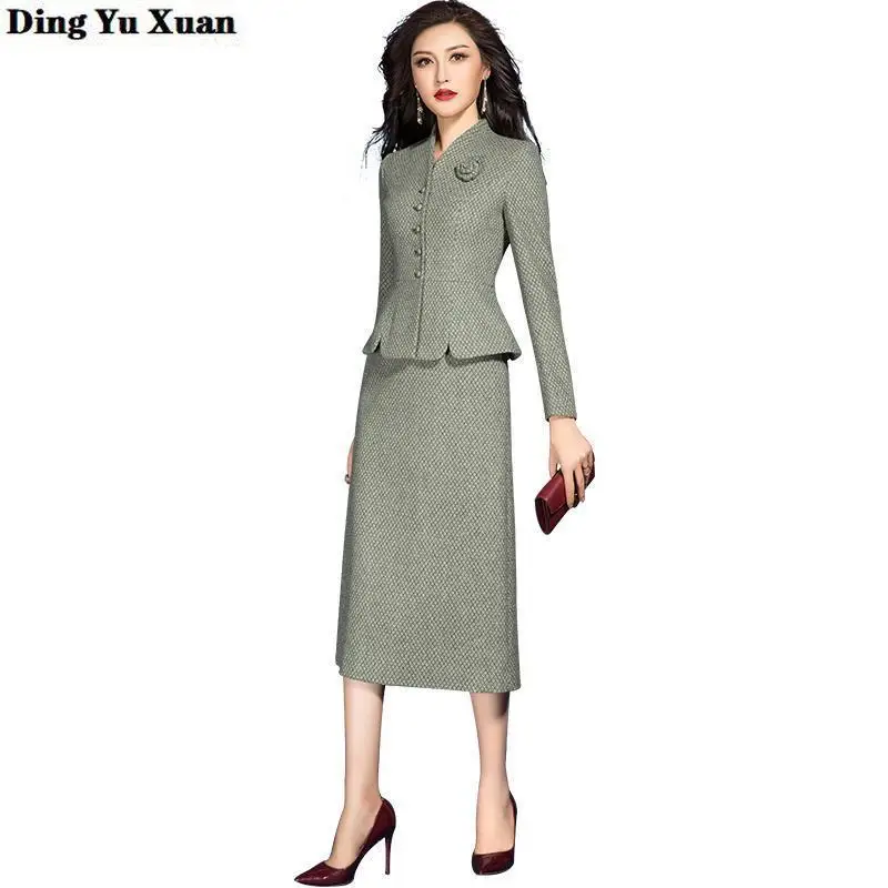 Женский офисный костюм из двух предметов, длинное розовое, желтое и зеленое платье, короткая куртка и платье 
Женский офисный костюм из двух предметов, длинное розовое, желтое и зеленое платье, короткая куртка и платье