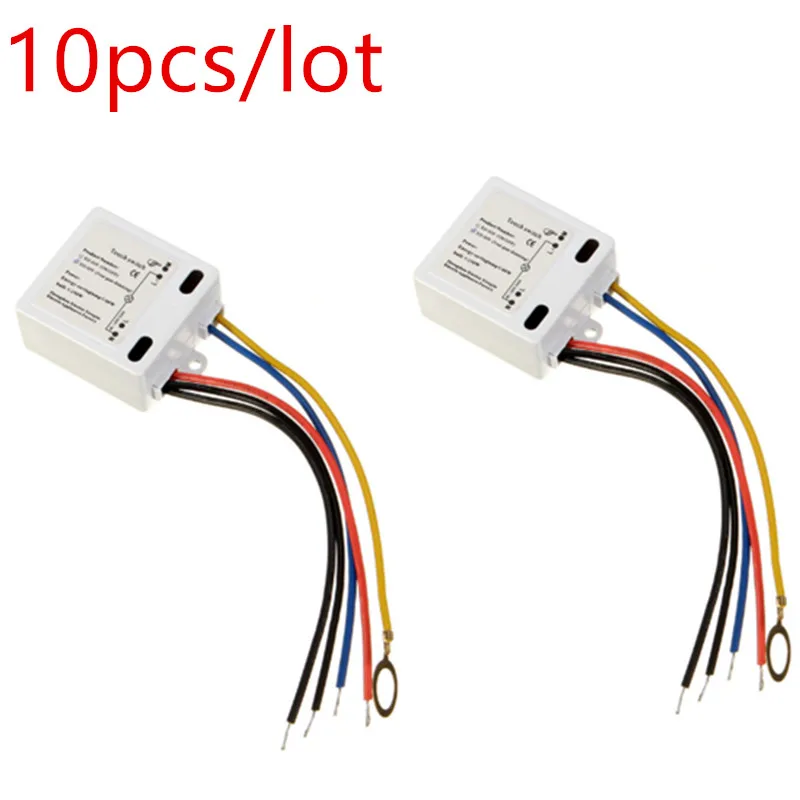 

10pcs/lot Touch Switch LED Lamp DIY Accessories 50 To 60HZ TY-8001 Switch On Off Black /Blue/Red/Yellow Line 120V to 240V