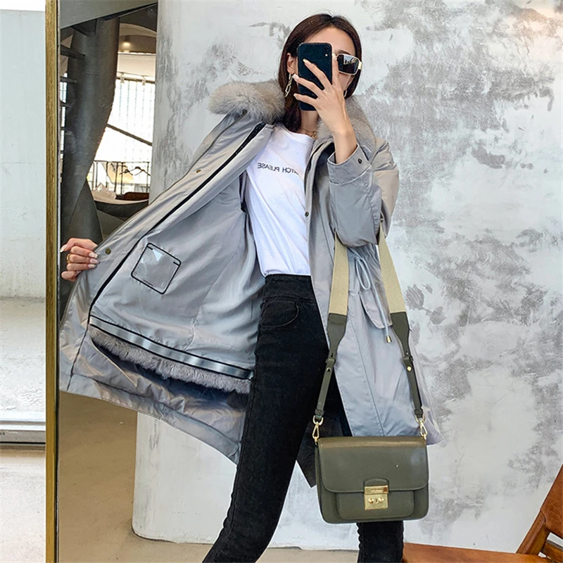 Winter New Real Rabbit Fur Liner Fur Coat Female Big Fox Fur Collar Big Pocket Lace up Parkas Office Lady Warm Overcoat
Winter New Real Rabbit Fur Liner Fur Coat Female Big Fox Fur Collar Big Pocket Lace up Parkas Office Lady Warm Overcoat