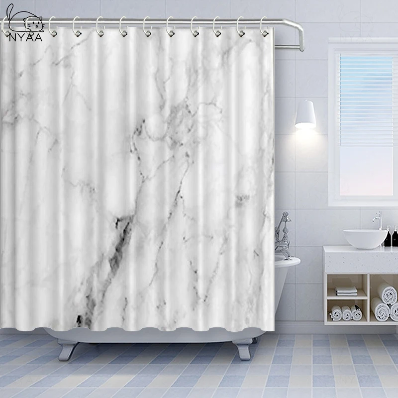 

Vixm Marble Shower Curtain Marble Surface Pattern with Cracked Lines and Hazy Stripes Artistic Display Fabric Bath Curtains