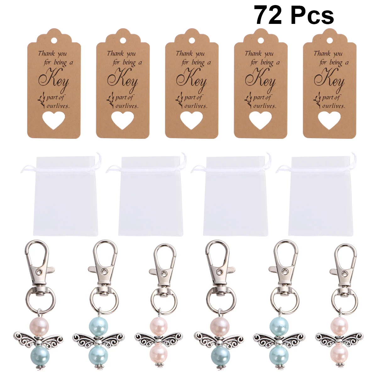 72pcs Angel Wing Key Holder Wedding Keychain Set Wedding Party Mesh Storage Pouch Key Ring Pendant Gift Ornaments Party Supplies
72pcs Angel Wing Key Holder Wedding Keychain Set Wedding Party Mesh Storage Pouch Key Ring Pendant Gift Ornaments Party Supplies