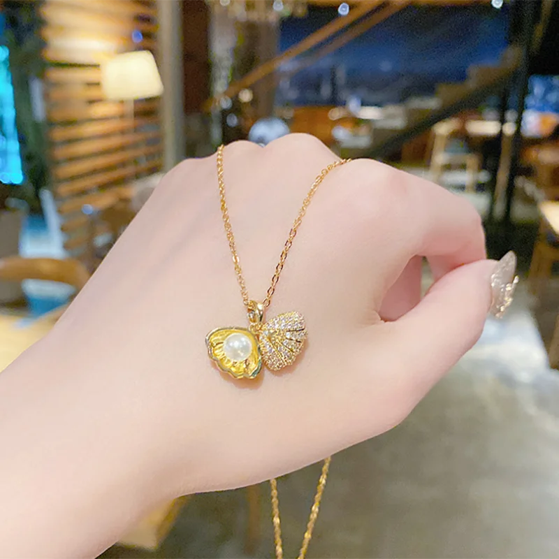 Korean Version Of Zircon Fashion Shell Pearl Necklaces (For A lifetime) Necklace Femininity Fan-Shaped Pendant Girlfriend Gifts
Korean Version Of Zircon Fashion Shell Pearl Necklaces (For A lifetime) Necklace Femininity Fan-Shaped Pendant Girlfriend Gifts