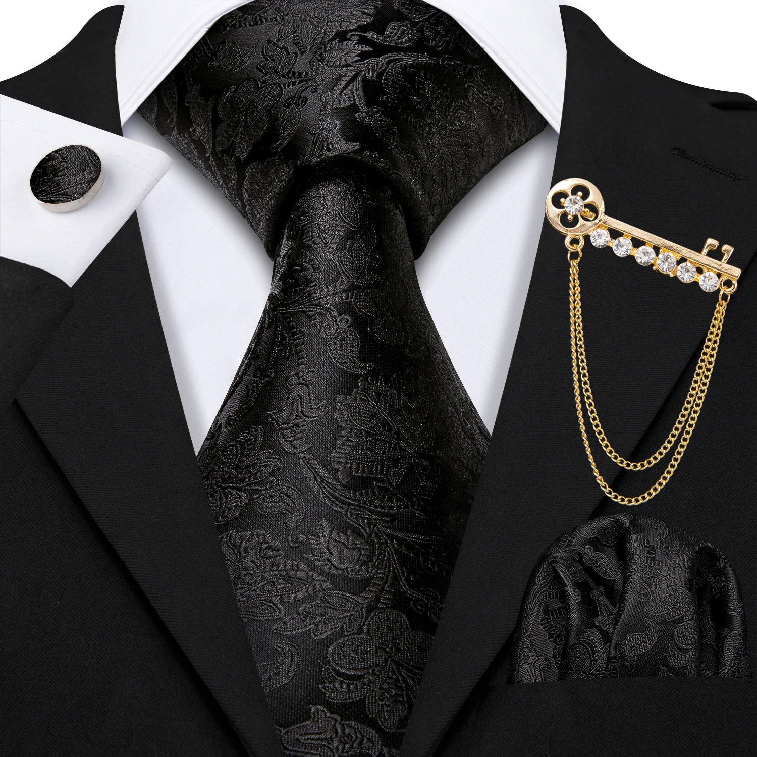 Новый мужской галстук черный цветочный Пейсли Полосатый жаккардовый 100% шелковый