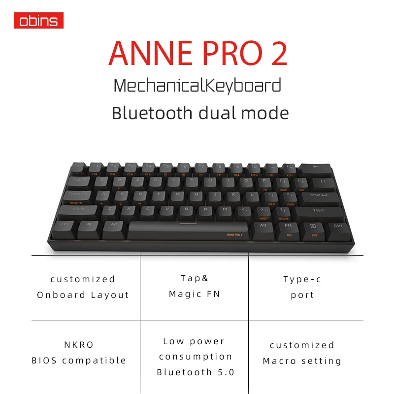 Беспроводная мини-клавиатура Anne Pro2 для игр 60% портативная механическая